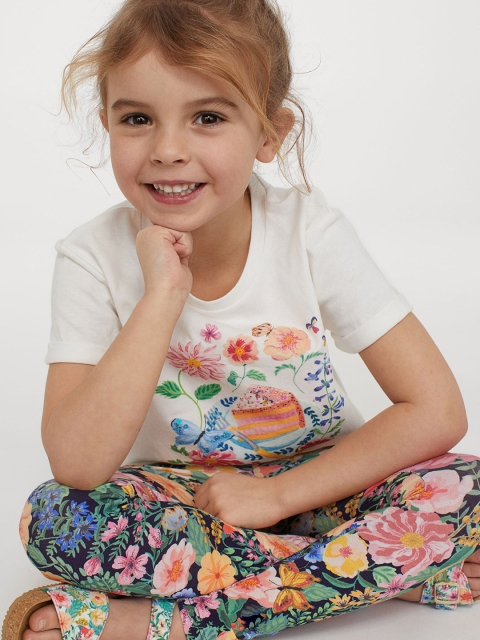 

H&M Girls Multicoloured Floral Leggings, Multi