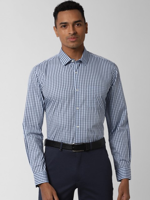 

Peter England Men Blue Regular Fit Checked Casual Shirt