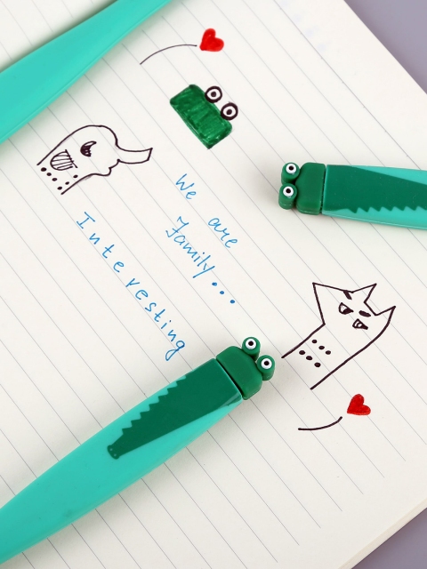 

Bigsmall Set Of 2 Green 3D Frog Ball Point Pens