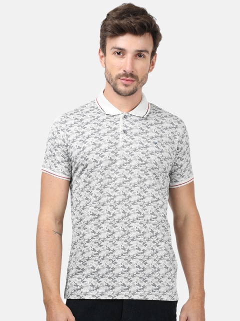 

Monte Carlo Men White Self Design Polo Collar T-shirt