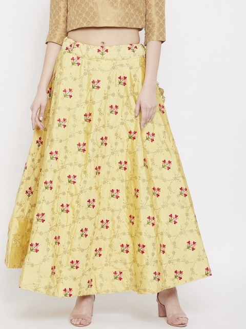 

Clora Creation Women Yellow & Gold-Coloured Embellished A-Line Maxi Skirt