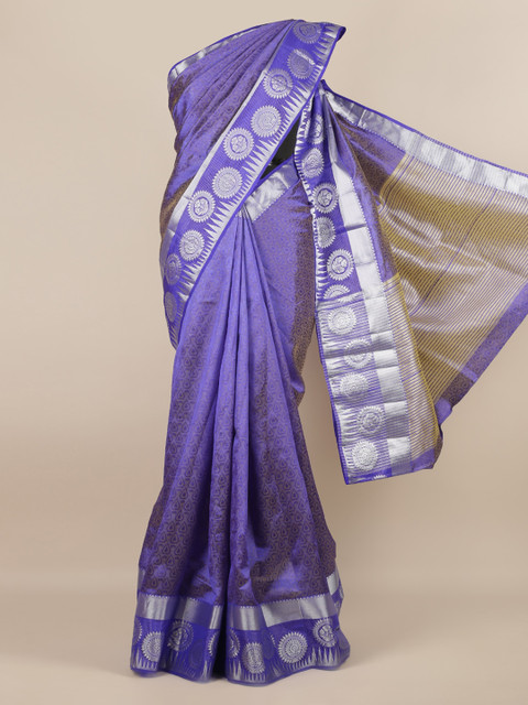 

Pothys Blue Printed Jute Silk Saree