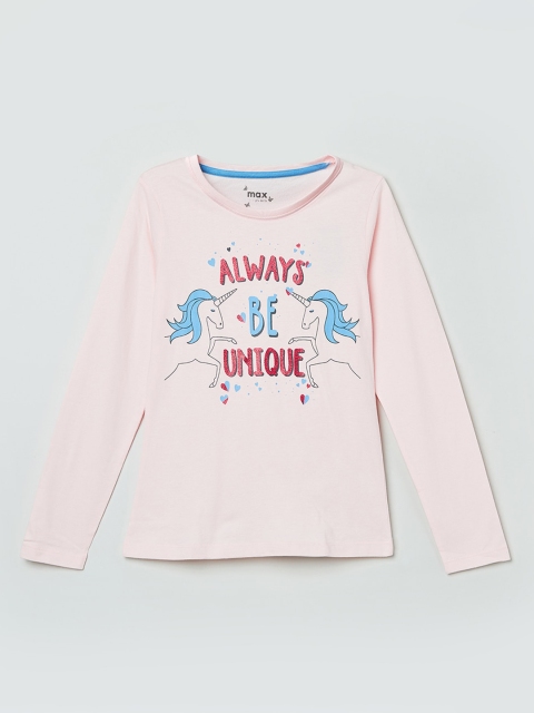 

max Peach-Coloured Printed Pure Cotton Regular Top