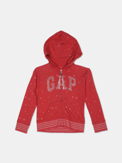 

GAP Girls Red Printed Hooded Sweatshirt