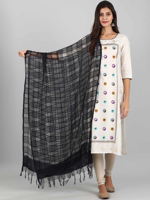 

AURELIA Women Black Checked Dupatta