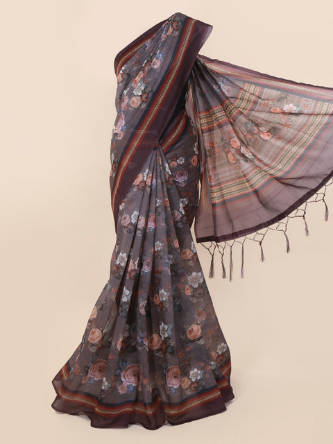 

Pothys Grey Printed Cotton Blend Saree