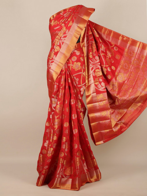 

Pothys Red Woven Design Jute Silk Saree