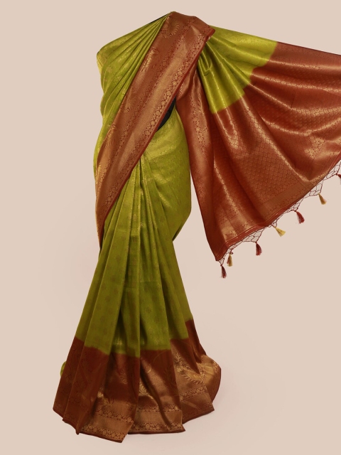 

Pothys Green Art Silk Woven Design Banarasi Saree With Tasseled Pallu