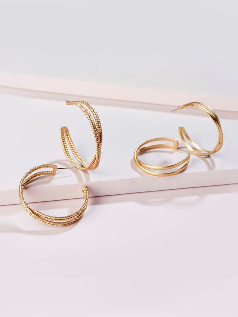 

Runway Ritual Gold-Toned Contemporary Hoop Earrings