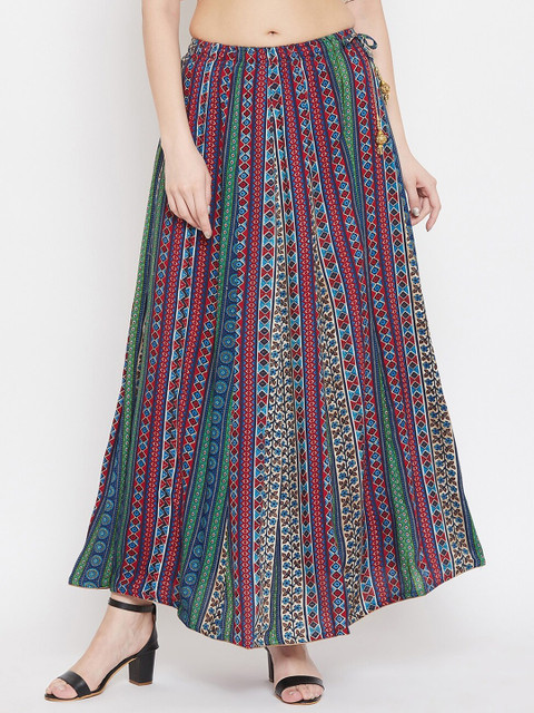 

Clora Creation Women Red & Blue Geometric Printed Flared Maxi Skirt