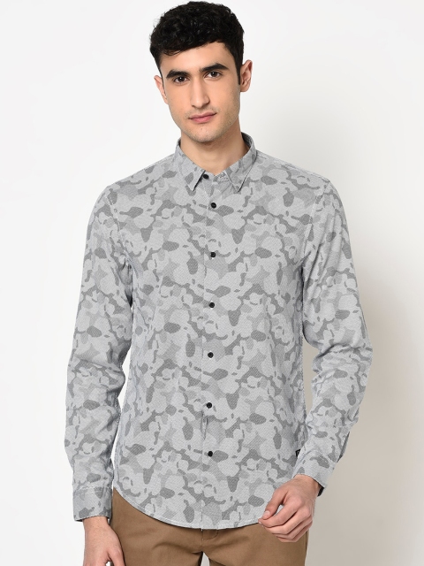

Blackberrys Men Grey Skinny Fit Printed Casual Shirt