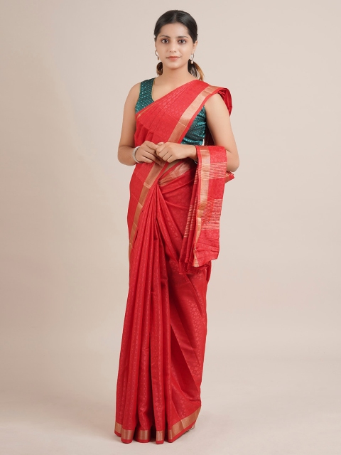 

Pothys Red Woven Design Jute Silk Saree