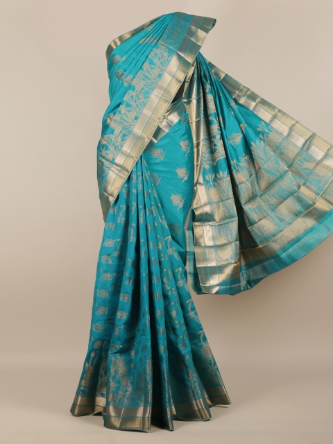 

Pothys Blue Woven Design Jute Silk Saree
