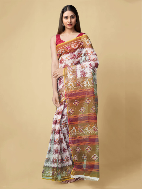 

Unnati Silks Off-White Printed Kota Saree