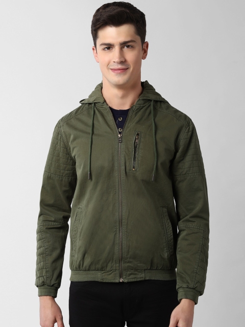 

Peter England Casuals Men Olive Green Solid Windcheater Bomber
