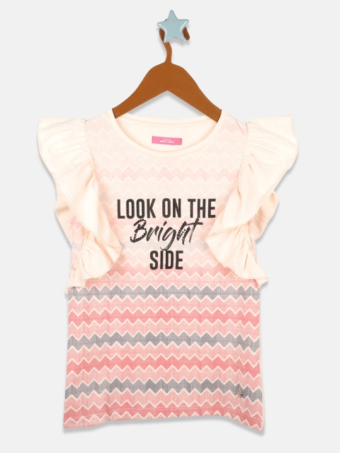 

Monte Carlo Girls Peach-Coloured Printed Regular Top