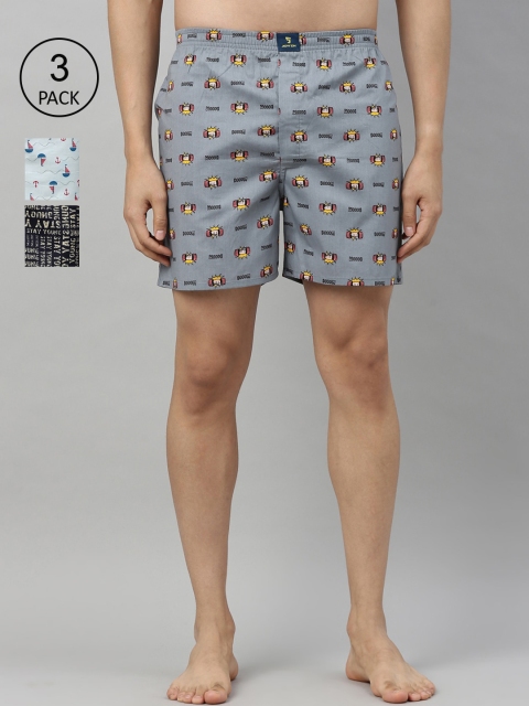

Joven Men Pack of 3 Printed Boxers JB3P-SYYTBM, Grey