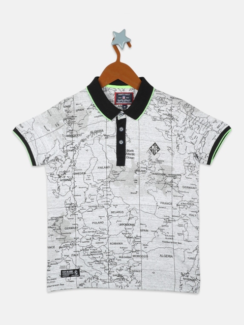 

Monte Carlo Boys Grey Printed Polo Collar T-shirt