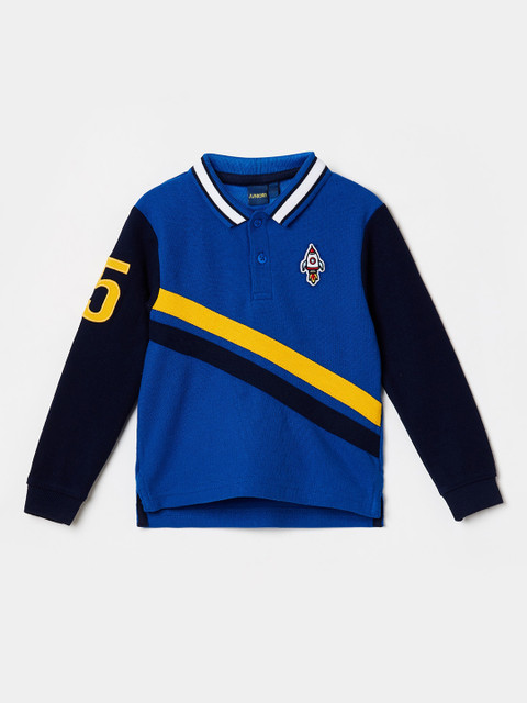 

Juniors by Lifestyle Boys Blue Colourblocked Polo Collar T-shirt