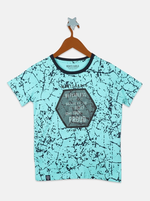Monte Carlo Boys Blue Printed Round Neck T-shirt