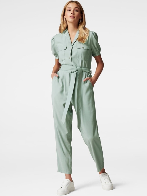 

Forever New Women Green Solid Basic Jumpsuit