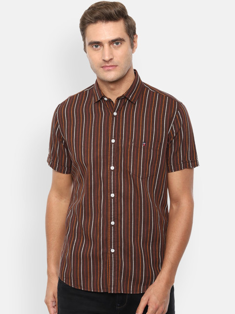 

Louis Philippe Jeans Men Brown Slim Fit Striped Casual Shirt