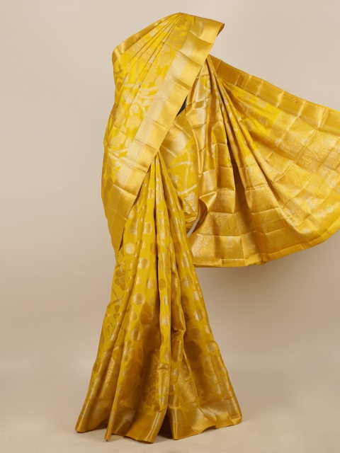 

Pothys Yellow Woven Design Jute Silk Saree