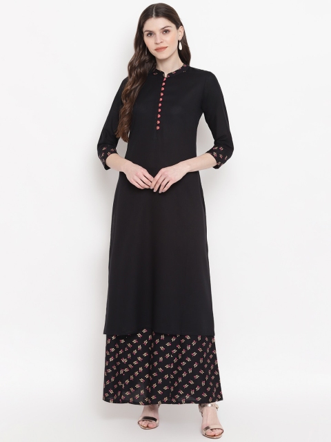 

Khushal K Women Black Solid Kurta with Palazzos