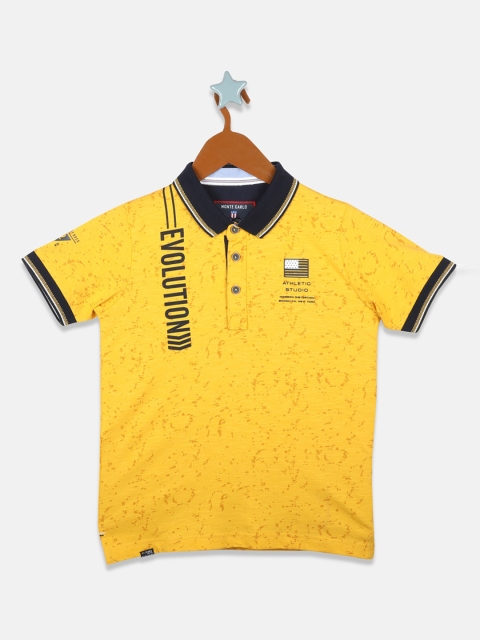

Monte Carlo Boys Mustard Printed Polo Collar T-shirt