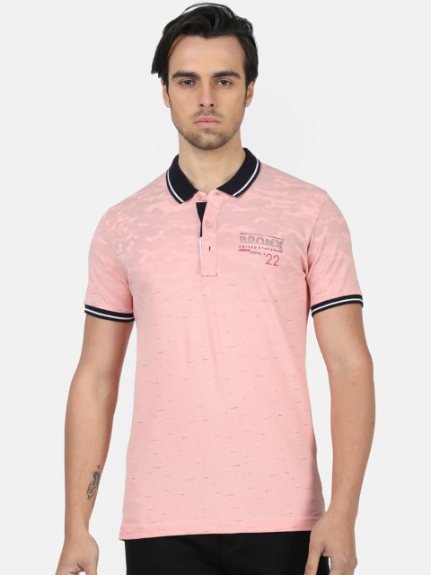 Monte Carlo Men Pink Printed Polo Collar T-shirt