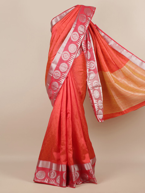 

Pothys Pink Printed Jute Silk Saree
