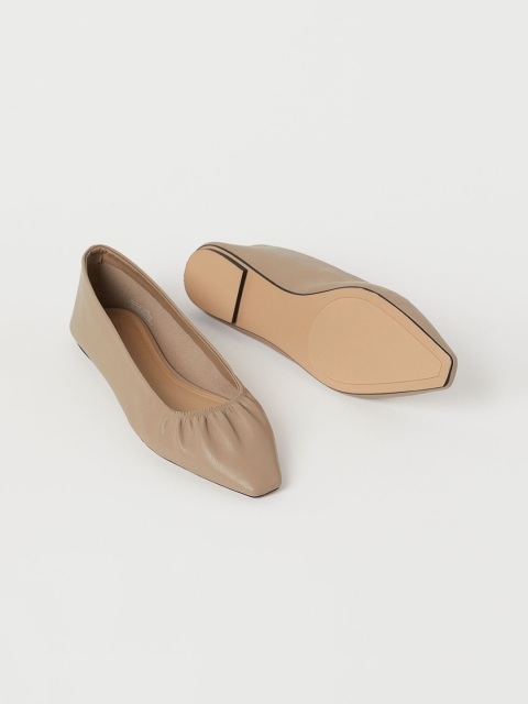 

H&M Women Beige Solid Pointed Ballet Pumps