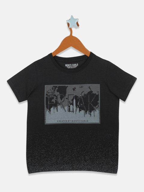 

Monte Carlo Boys Black Printed Round Neck T-shirt