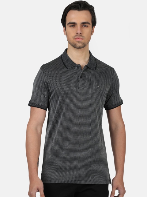 

Monte Carlo Men Black Self Design Polo Collar T-shirt