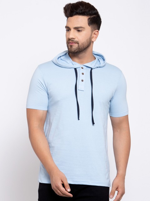 

Kalt Men Blue Solid Hood T-shirt