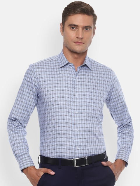 

Louis Philippe Men Blue Slim Fit Checked Casual Cotton Shirt