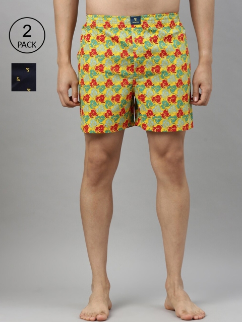 Joven Men Pack Of 2 Printed Cotton Boxers JB2P-JVWV, Black