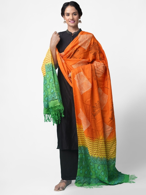 

Unnati Silks Orange & Yellow Printed Dupatta