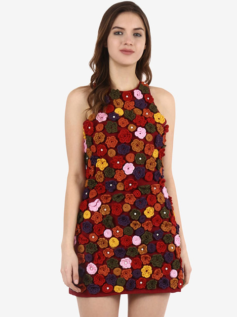 

Diwaah Women Red Embellished Sheath Dress