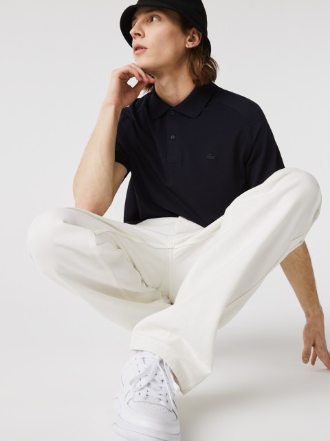

Lacoste Men Navy Blue Solid Polo Collar T-shirt