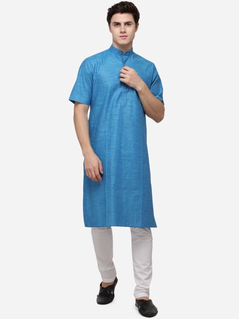 

JADE BLUE Men Blue Solid Straight Kurta