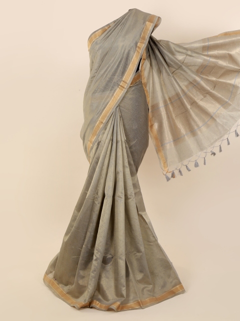 

Pothys Beige Solid Tissue Saree