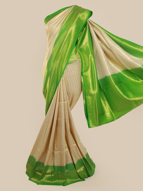 

Pothys Cream-Coloured Art Silk Solid Banarasi Saree