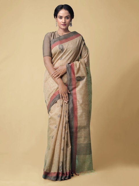

Unnati Silks Brown Silk Cotton Printed Kanjeevaram Saree