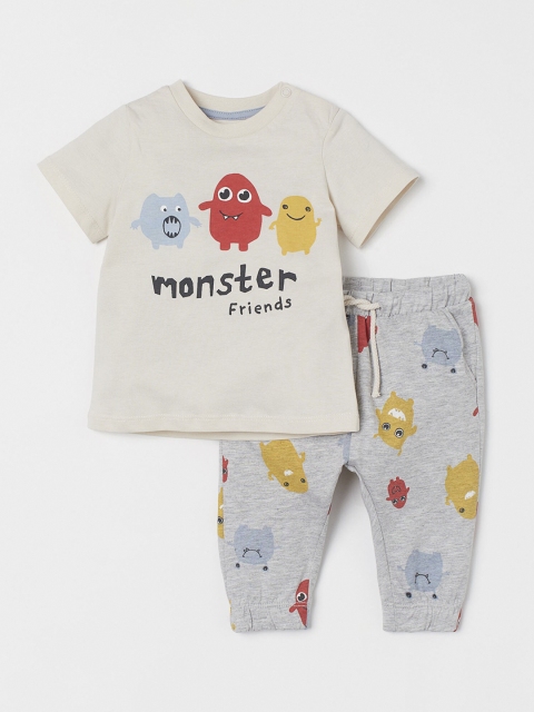 

H&M Boys Beige & Grey 2-Piece Cotton Set