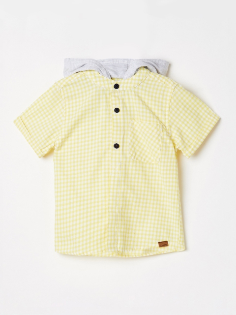

Juniors by Lifestyle Boys Yellow Regular Fit Checked Hooded Casual Shirt