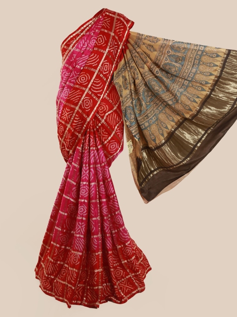 

Pothys Pink Pure Silk Printed Bandhani Saree