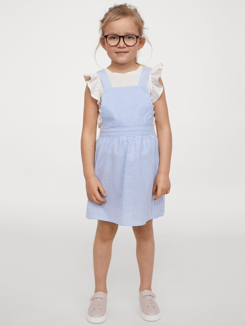 

H&M Girls White & Blue Solid 2-Piece Cotton Set