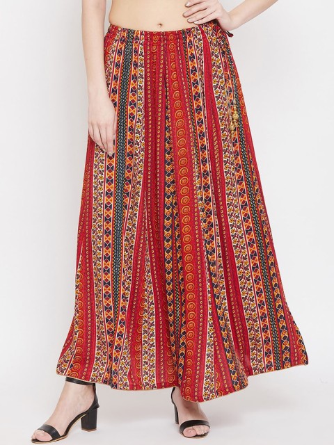 

Clora Creation Women Red & Green Printed Flared Maxi Skirt