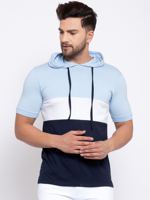 

Kalt Men Navy Blue Solid Hood T-shirt